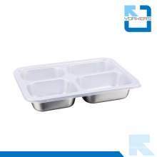 Stainless Steel 4 Compartmens Lunch Tray for Kids or Adults